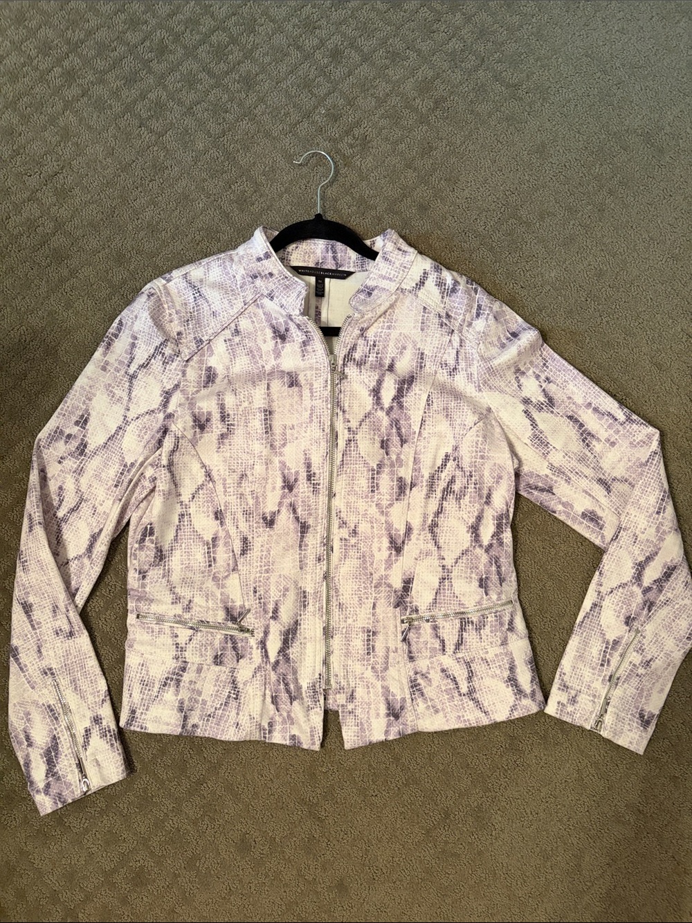 White House Black Market Purple Snake-Print Zip Jacket